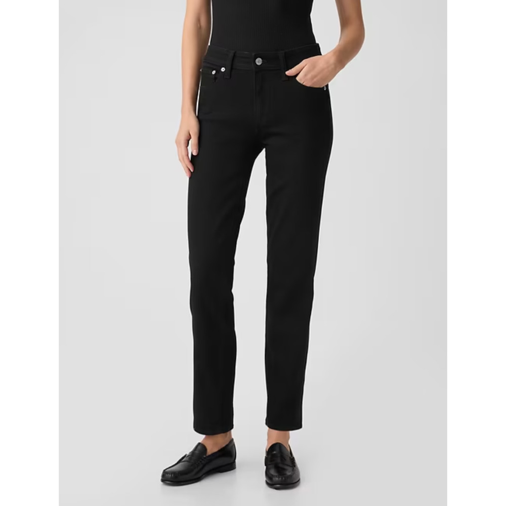 GAP Woman's Classic Straight Black Jeans Stretchy Regular Standard Size 6 NEW
